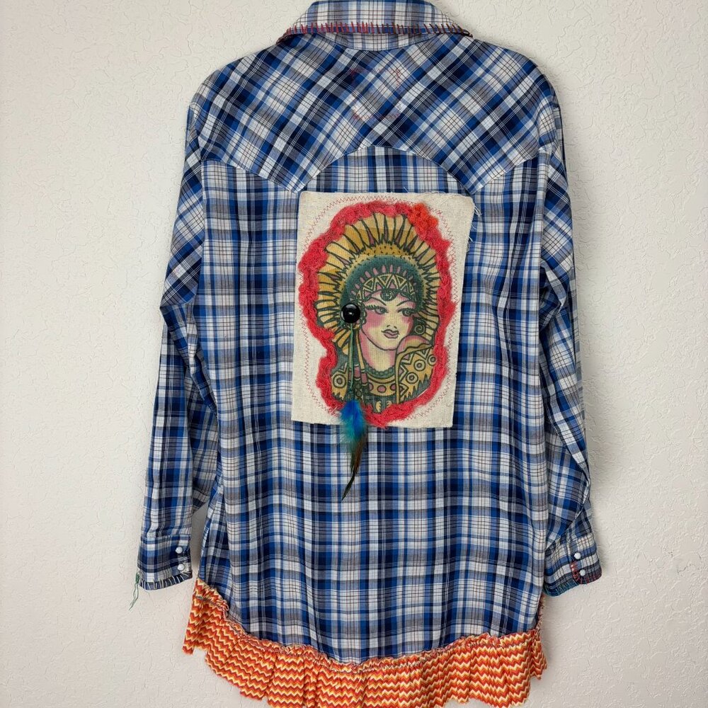 Upcycled Vintage Levi Plaid Button Front Shirt Wearable Art
